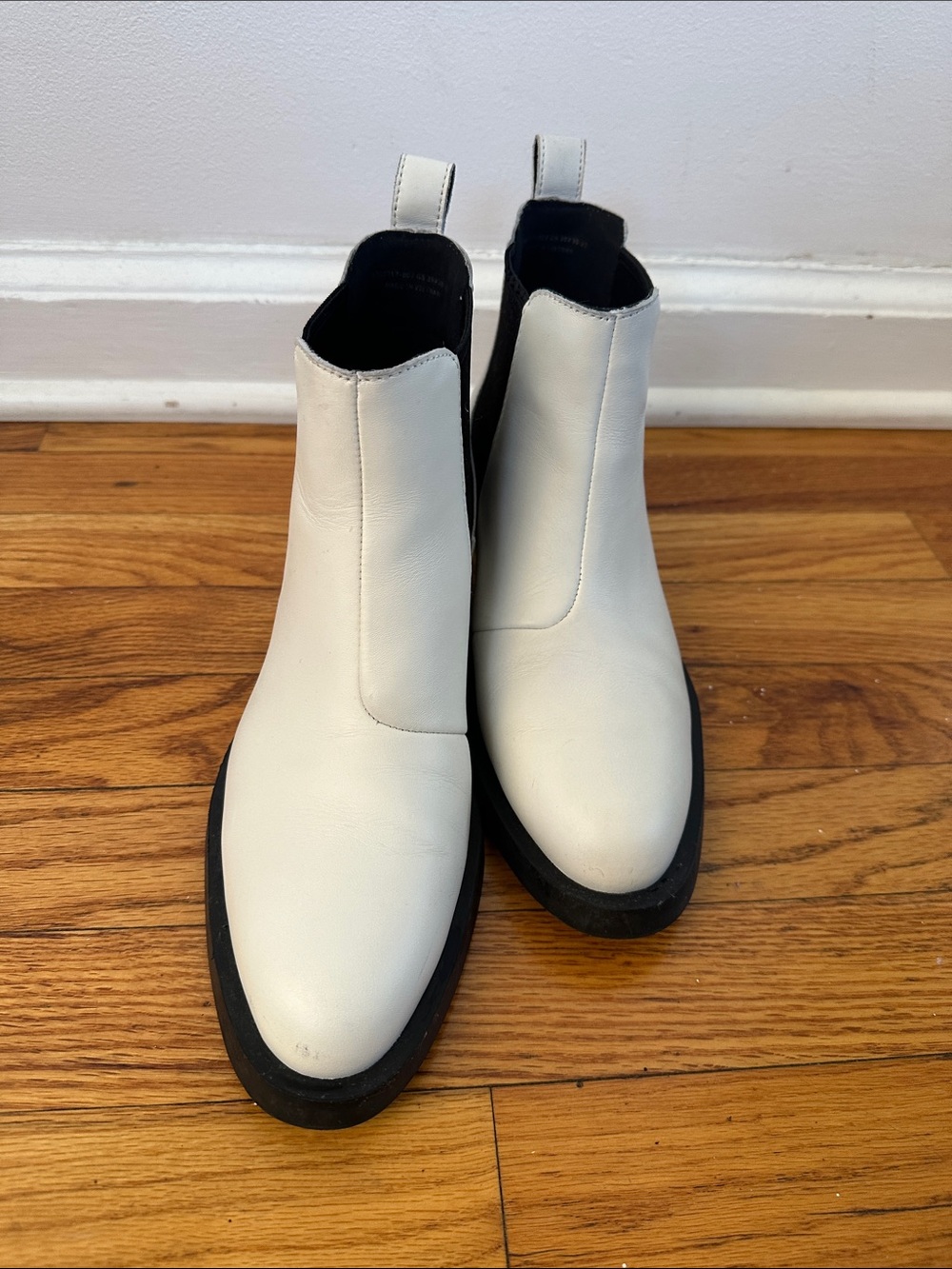 Camper White Leather Chelsea Ankle Boots with Black Soles